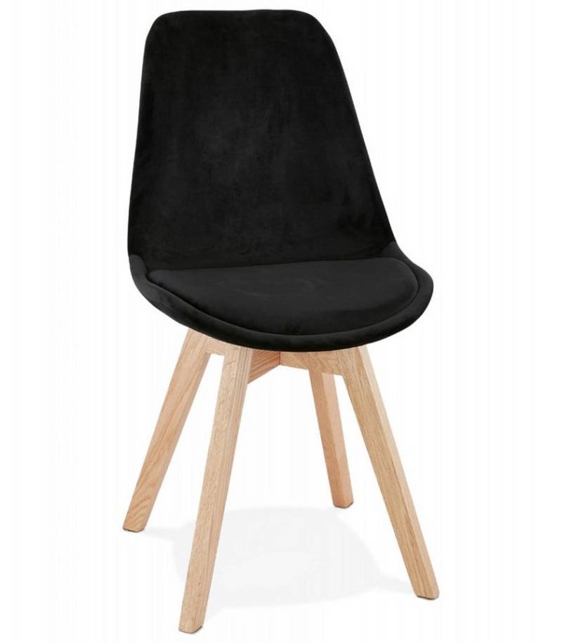 KADIMA DESIGN Esszimmerstuhl Esszimmer Stuhl Schwarz Samt mit Holzbeinen Elegantes Design (Retro Sessel JOE mit Polsterung 48x56x85 cm), Vintage Hocker mit Rückenlehne Kadima Design Kollektion von KADIMA DESIGN