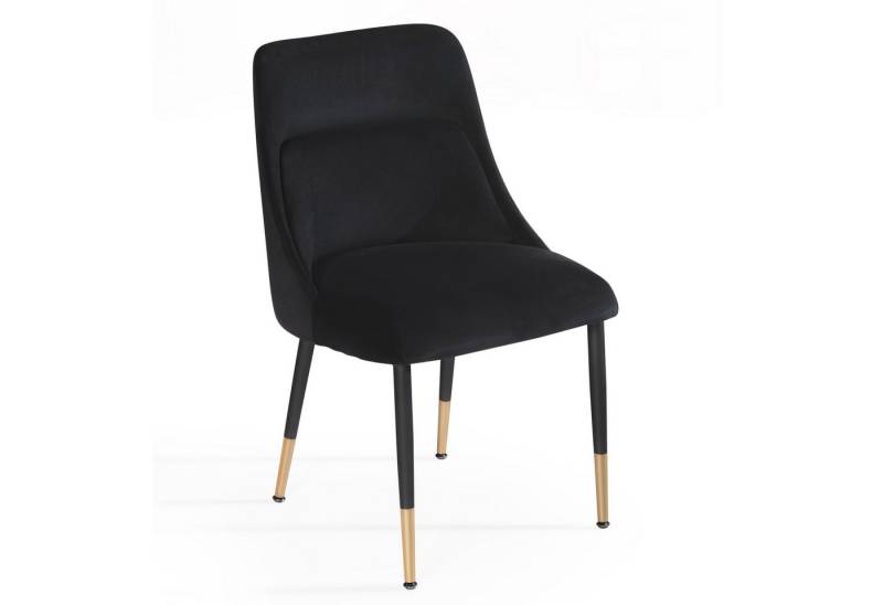 KADIMA DESIGN Esszimmerstuhl Esszimmerstuhl Samt Schwarz Küchenstuhl mit Metallbeinen, (Schalenstuhl Modern, Polsterstuhl mit Stoffbezug, Stuhl Gepolstert), mit integriertem Rückenkissen von KADIMA DESIGN