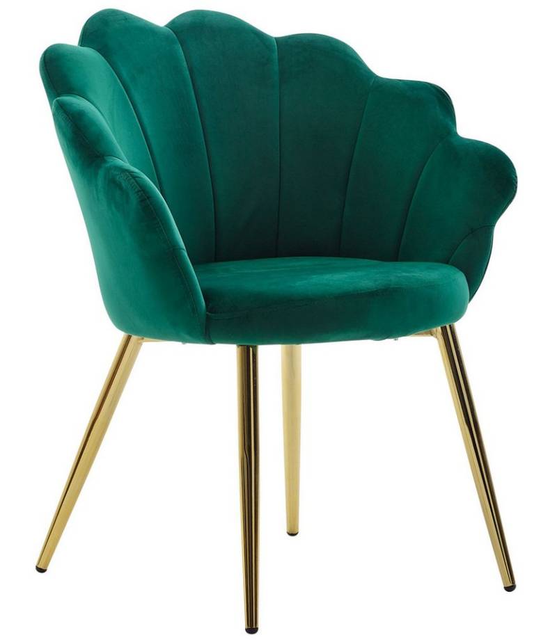 KADIMA DESIGN Esszimmerstuhl Esszimmerstuhl Tulpe Samt Grün Gepolstert, Küchenstuhl mit (Goldfarbenen Beinen, Schalenstuhl Skandinavisches Design), Polsterstuhl mit Stoffbezug von KADIMA DESIGN