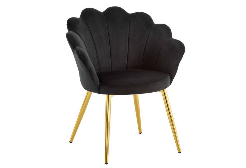 KADIMA DESIGN Esszimmerstuhl Esszimmerstuhl Tulpe Samt Schwarz Gepolstert, Küchenstuhl mit (Goldfarbenen Beinen, Schalenstuhl Skandinavisches Design), Polsterstuhl mit Stoffbezug von KADIMA DESIGN