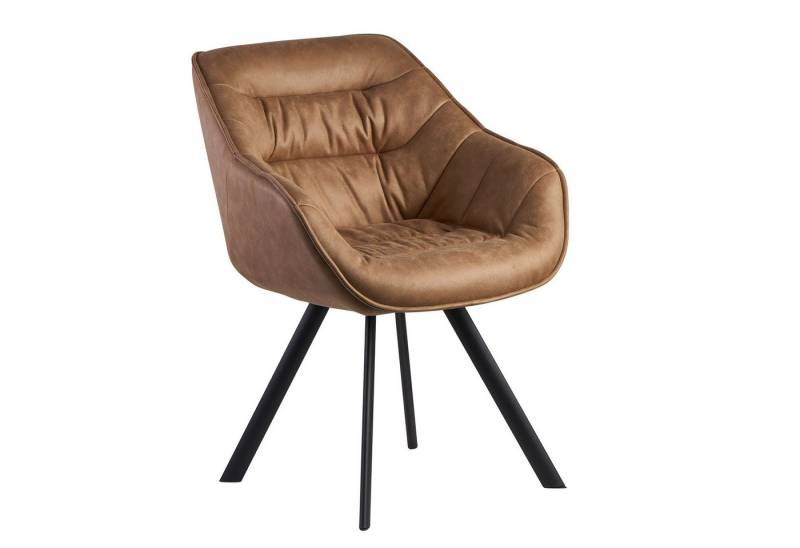 KADIMA DESIGN Esszimmerstuhl Esszimmerstuhl Wildlederoptik Beige Gepolstert, Küchenstuhl mit (Schwarzen Beinen, Moderner Schalenstuhl mit Armlehnen, Design), Polsterstuhl Stoffbezug von KADIMA DESIGN