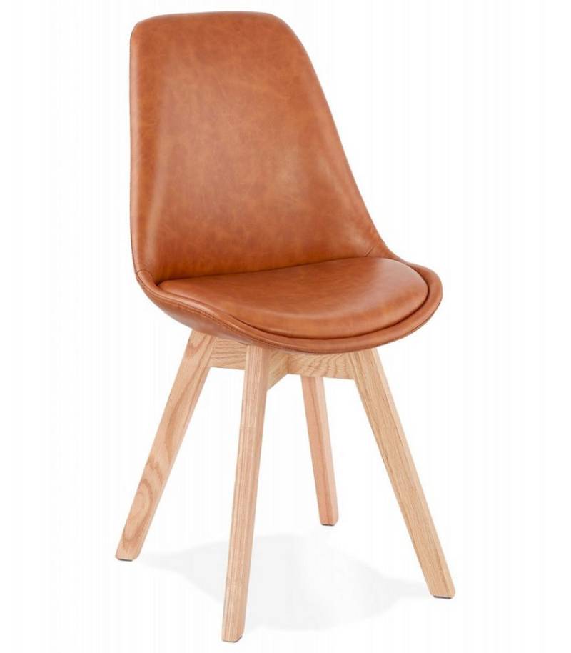 KADIMA DESIGN Esszimmerstuhl Esszimmerstuhl aus Holz mit Kunststoffbezug Nordisches Design (Ergonomischer Designerstuhl mit Polsterung 56x48x82 cm), Skandinavischer Stuhl mit Eichenbeinen 156 kg Tragkraft NIAGARA von KADIMA DESIGN