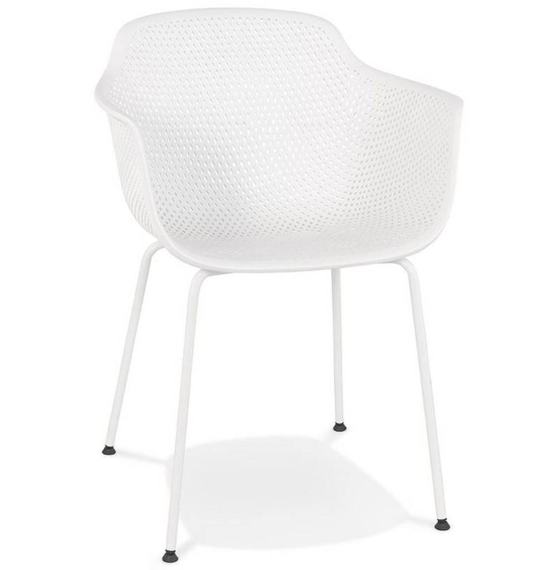 KADIMA DESIGN Esszimmerstuhl Gartenstuhl mit Perforation, Modern Outdoor, Schwarz/Weiß, Wetterfest (Schalenstuhl, UV-stabiles Material, Leichtgewicht, Gastronomie, Garten), Premium Kunststoff & ergonomische Form,optimale Belüftung durch Design von KADIMA DESIGN