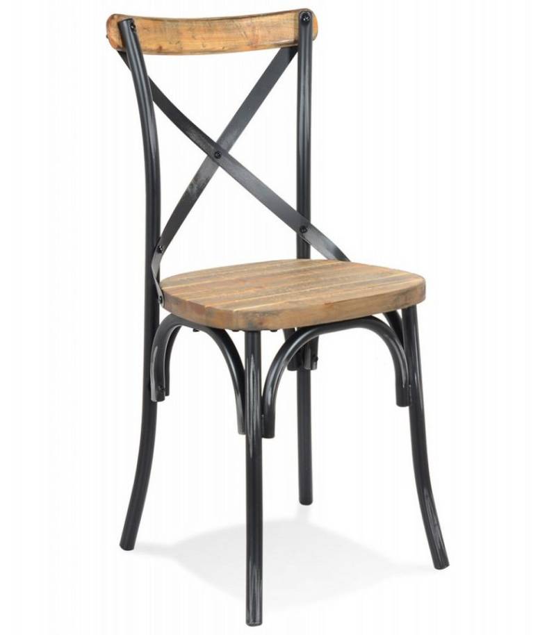 KADIMA DESIGN Esszimmerstuhl Küchenstuhl aus Holz Metall mit rustikalem Design Vintage Stil (Esszimmerstuhl mit abgerundeten Beinen 50x47x89 cm), Wohnzimmerstuhl mit Mini-Rückenlehne Ranch Kollektion von KADIMA DESIGN