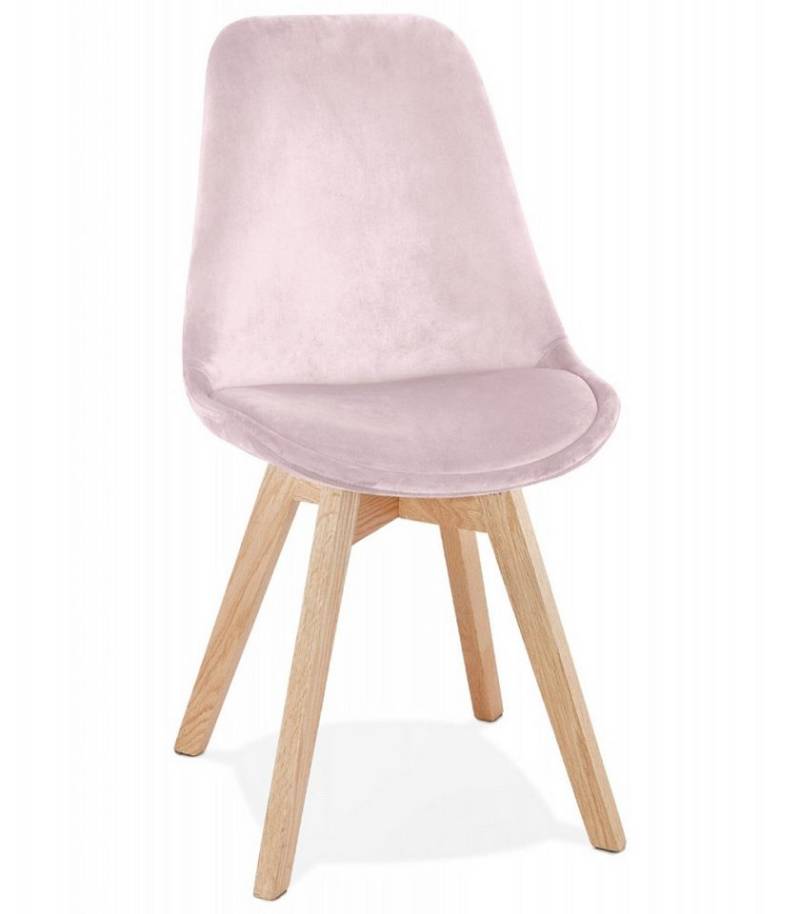 KADIMA DESIGN Esszimmerstuhl Rosa Samtstuhl JOE Der rosafarbene Samtstuhl „JOE“ mit natürlicher (Holzstruktur passt zu allen Einrichtungsstilen 48x56x85 cm), Esszimmerstuhl Holz, Textilien Rosa Samtstuhl von KADIMA DESIGN