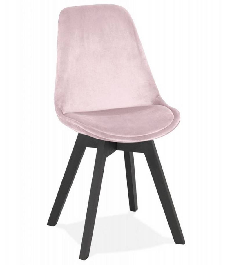KADIMA DESIGN Esszimmerstuhl Rosa Samtstuhl JOE Der rosafarbene Samtstuhl „JOE“ mit schwarzer (Holzstruktur passt zu allen Einrichtungsstilen 48x56x85 cm), Esszimmerstuhl Holz, Textilien Rosa Samtstuhl von KADIMA DESIGN