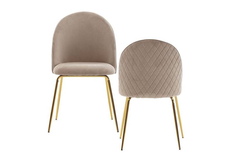 KADIMA DESIGN Esszimmerstuhl Skandinavischer Küchenstuhl 2er Set mit Diamantrücken & Samtbezug von KADIMA DESIGN