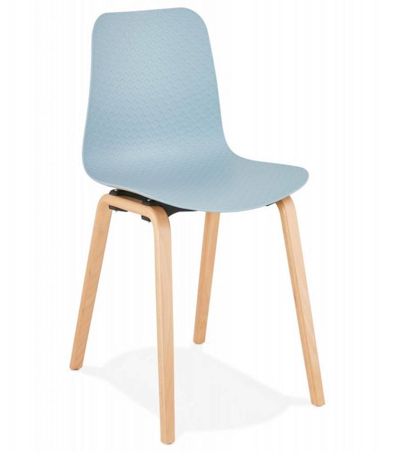KADIMA DESIGN Esszimmerstuhl Skandinavischer Stuhl PACIFIK Designerstuhl im skandinavischen Stil (mit naturbelassenen Holzbeinen und einem blauen Kunststoffsitz), 44,5x52,5x81 cm Esszimmerstuhl Holz, Kunststoff von KADIMA DESIGN