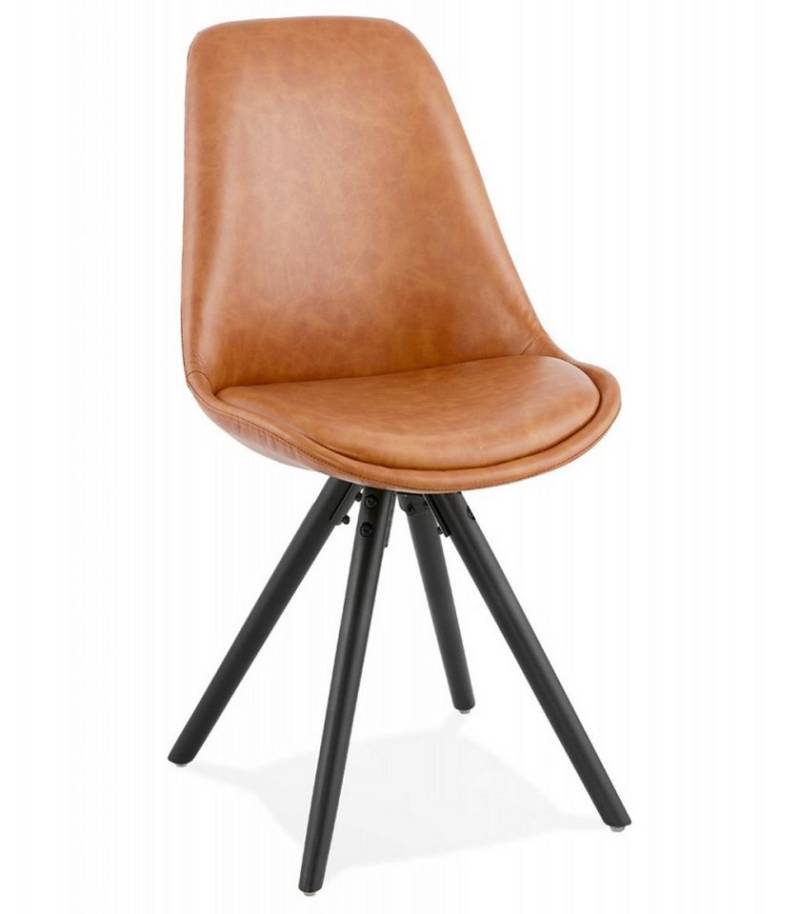 KADIMA DESIGN Esszimmerstuhl Stuhl STREET Designerstuhl im Industriestil aus braunem Kunststoff (und schwarzen Holzbeinen 56x48x82 cm Esszimmerstuhl Holz), Synthetisch Stuhl von KADIMA DESIGN