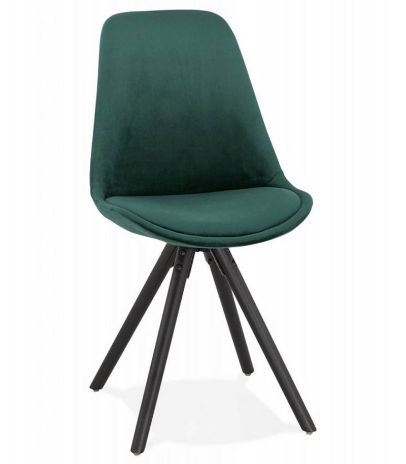 KADIMA DESIGN Esszimmerstuhl Vintage-Stuhl RICKY Ein Vintage-Stuhl aus grünem Samt mit schwarzem (Holzgestell 48x56x84 cm Esszimmerstuhl Holz, Textilien), Vintage-Stuhl von KADIMA DESIGN