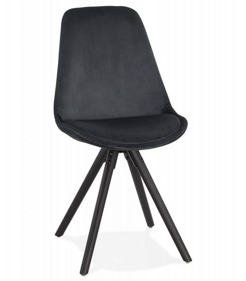 KADIMA DESIGN Esszimmerstuhl Vintage-Stuhl RICKY Ein Vintage-Stuhl aus schwarzem Samt mit (schwarzem Holzgestell 48x56x84 cm Esszimmerstuhl Holz, Textilien), Vintage-Stuhl von KADIMA DESIGN