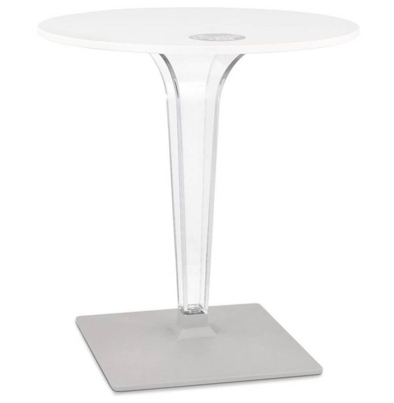 KADIMA DESIGN Gartentisch Runder Terrassentisch, Transparenter Mittelfuß, Outdoor, Ø 68 cm, Rutschfeste Füße, UV-beständig von KADIMA DESIGN