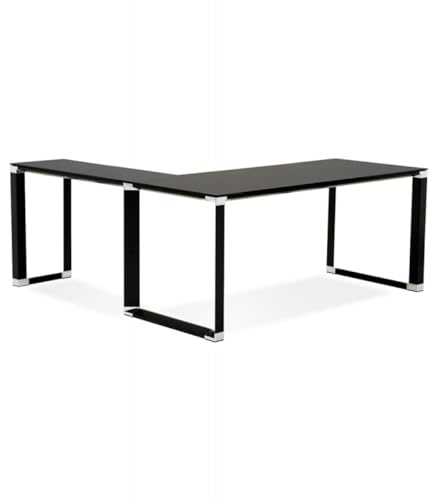 Eckschreibtisch Glas Metall Schwarz | Bürotisch Winkelform Großformat | Computertisch Minimalistisches Design | Modern Elegant | 200x200x74 cm 12mm Hartglas | XLINE Kollektion Eckschreibtisch Glas Metall Schwarz | Bürotisch Winkelform Großformat | Computertisch Minimalistisches Design | Modern Elegant | 200x200x74 cm 12mm Hartglas | XLINE Kollektion von KADIMA DESIGN