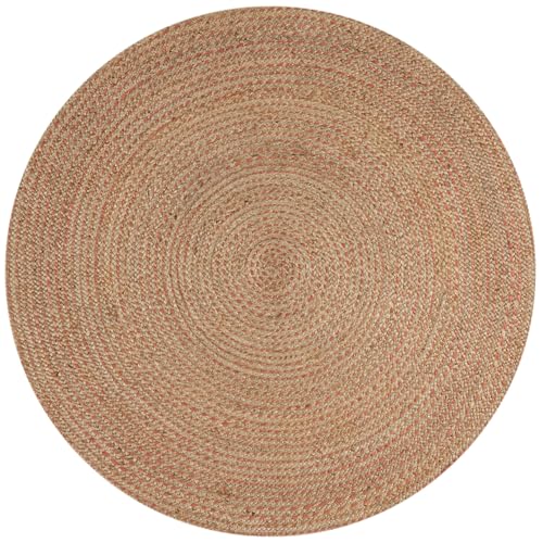 KADIMA DESIGN Handgewebter Jute-Teppich in Naturtönen Eden Farbe: Braun-Rosa, Größe: 180x180 cm von KADIMA DESIGN