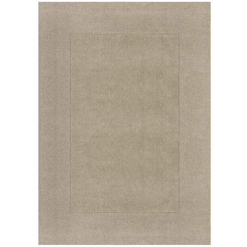 KADIMA DESIGN Handgewebter Wollteppich mit feinen Randdetails, Kollektion MOLE Farbe: Beige, Größe: 120x170 cm von KADIMA DESIGN