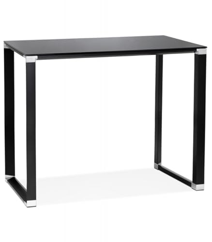 KADIMA DESIGN Hochtisch aus Schwarzem Metall und Glas | Esstisch mit Gehärteter Glasplatte | Designer Bartisch für Wohnzimmer | Industrieller Stil | 140x70x101 cm | XLINE Kollektion von KADIMA DESIGN