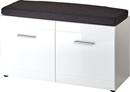 KADIMA DESIGN ISAR Schuhbank für Flur, Schuhregal mit Schuhblade und Sitzbank Weiß 96 x 51 x 39 von KADIMA DESIGN