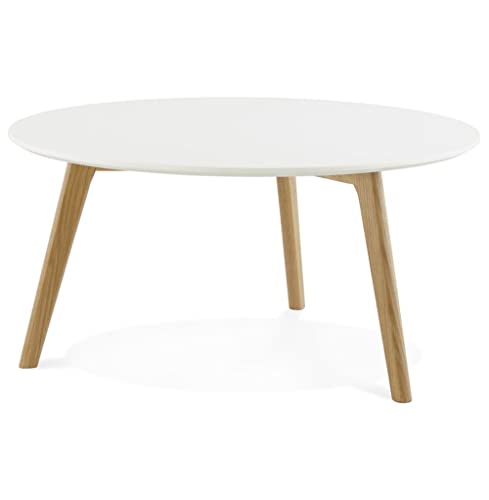 KADIMA DESIGN Kiara Beistelltisch Couchtisch Massivholz Weiß (White) 90 x 90 x 45 von KADIMA DESIGN