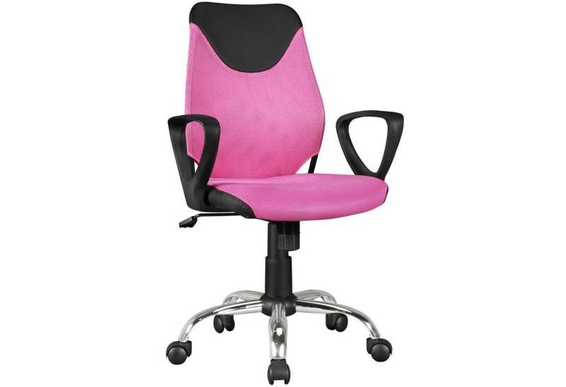 KADIMA DESIGN Kinderstuhl Kinder-Schreibtischstuhl TERNI Schwarz Pink für Kinder ab 6 mit Lehne (Kinder-Drehstuhl Kinder-Bürostuhl ergonomisch), Jugendstuhl höhenverstellbar von KADIMA DESIGN