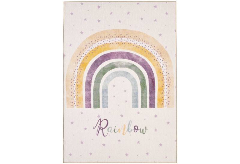 KADIMA DESIGN Kinderteppich Flachgewebe Regenbogen Polyamid rutschfest Kinderzimmer Teppich Kinder, Läufer, Höhe: 8 mm, Handwäsche, Rücken aus Latex, Gekettelt, 80x120cm von KADIMA DESIGN