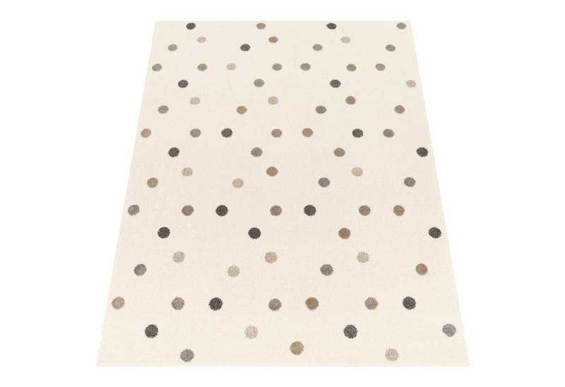 KADIMA DESIGN Kinderteppich Punkte Kinderzimmer schmutzabweisend Teppich Kinder, Rechteckig, Höhe: 13 mm, Florhöhe: 9 mm, 100% Polypropylen, Rechteckig, 120x160cm, Beige von KADIMA DESIGN