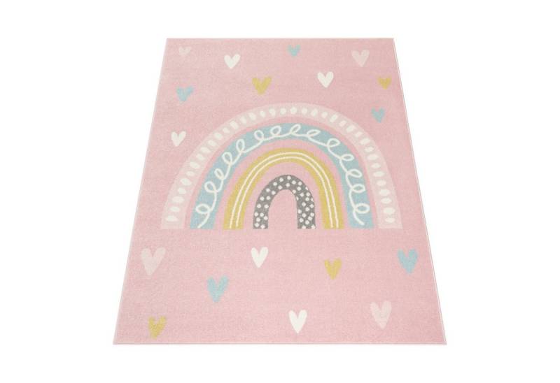 KADIMA DESIGN Kinderteppich Regenbogen Kinderzimmer schmutzabweisend Teppich Kinder, Läufer, Höhe: 13 mm, Florhöhe: 9 mm, Polypropylen, Läufer, 80x150, Rosa von KADIMA DESIGN