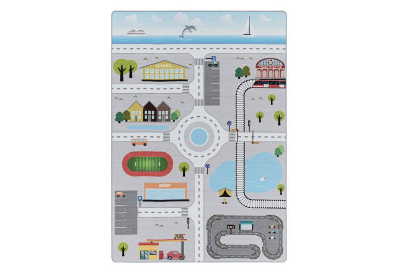KADIMA DESIGN Kinderteppich Spielstraße Polyamid Antirutsch Kinderzimmer Teppich Kinder, Läufer, Höhe: 8 mm, Handwäsche, Rücken aus Latex, Gekettelt, 80x120cm von KADIMA DESIGN