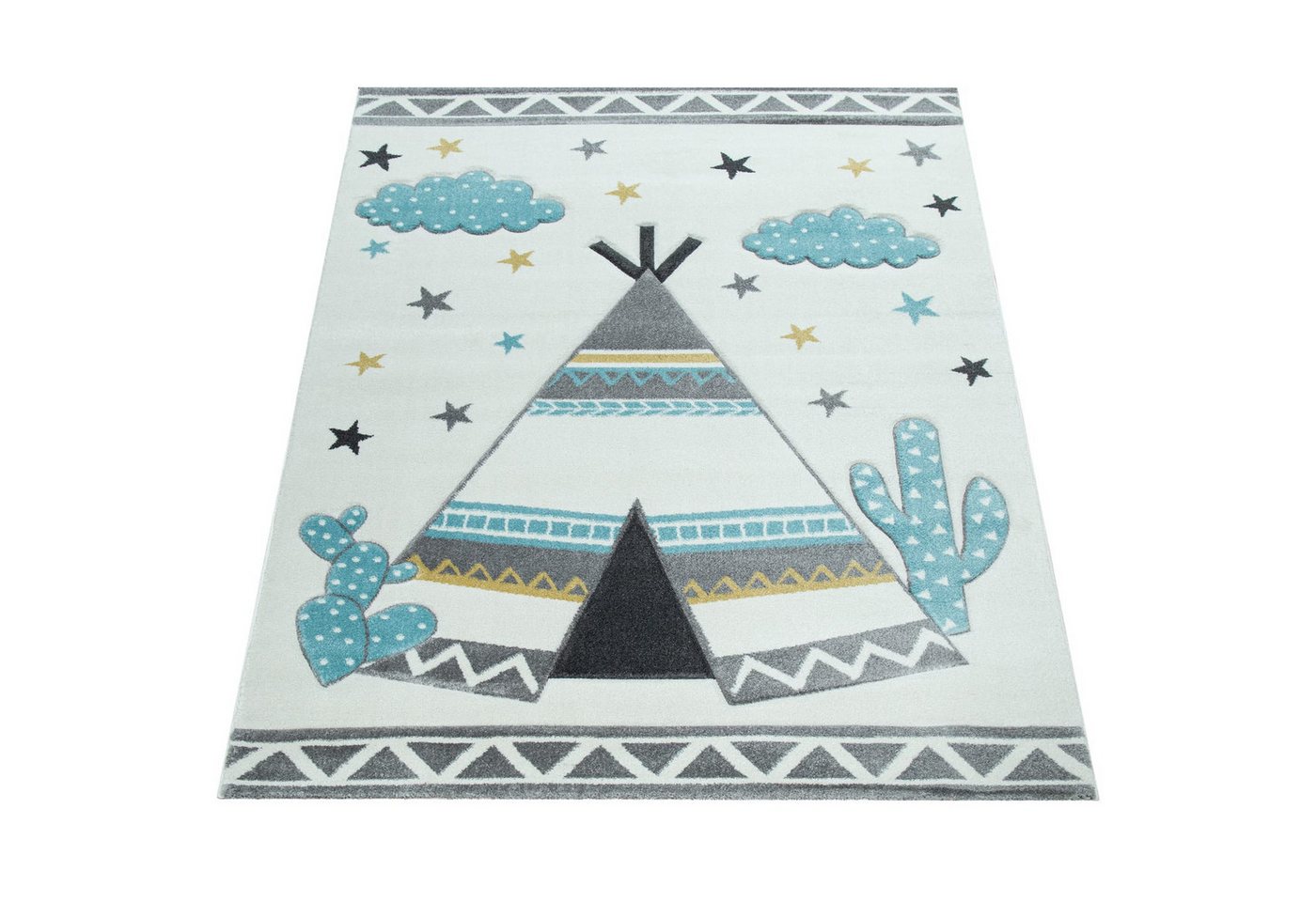 KADIMA DESIGN Kinderteppich Tipi‑Muster Kinderzimmer schmutzabweisend Teppich Kinder, Quadrat, Höhe: 16 mm, Florhöhe: 12 mm, 100% Polypropylen, Quadrat, 133Scm, Creme KADIMA DESIGN Kinderteppich Tipi‑Muster Kinderzimmer schmutzabweisend Teppich Kinder, Quadrat, Höhe: 16 mm, Florhöhe: 12 mm, 100% Polypropylen, Quadrat, 133Scm, Creme von KADIMA DESIGN