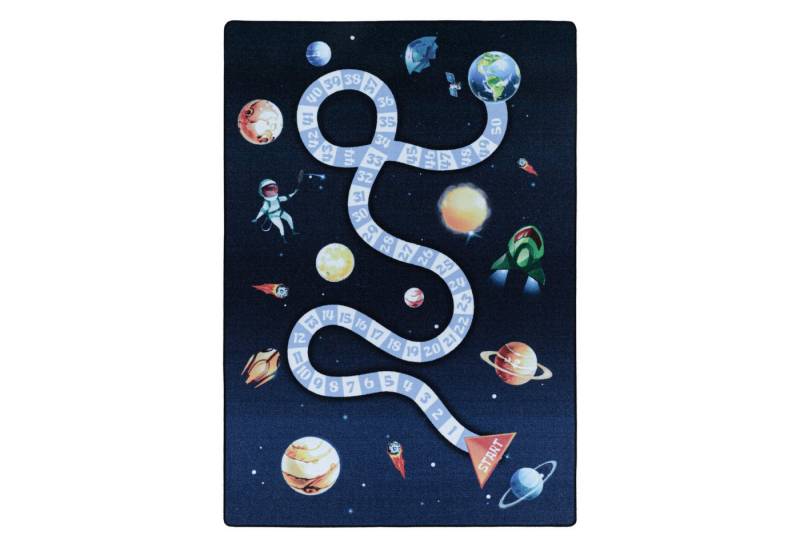 KADIMA DESIGN Kinderteppich Weltraum-Motiv Polyamid rutschfest Kinderzimmer Teppich Kinder, Läufer, Höhe: 8 mm, Handwäsche, Rücken aus Latex, Gekettelt, 80x120cm von KADIMA DESIGN