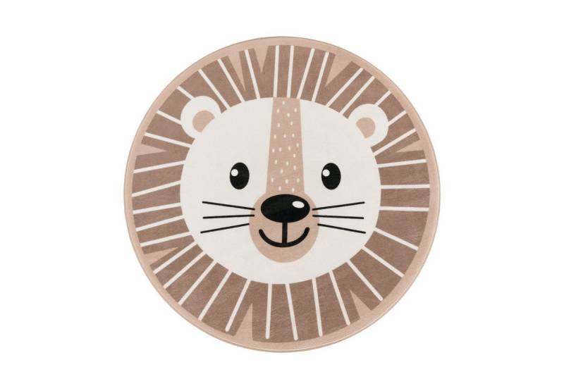 KADIMA DESIGN Kinderteppich waschmaschinenwaschbar Löwe Kinderzimmer Kinderteppich, Rund, Höhe: 4 mm, 100% Polyester, Rücken aus Felt + Dots, Rund, 80Dcm, Beige KADIMA DESIGN Kinderteppich waschmaschinenwaschbar Löwe Kinderzimmer Kinderteppich, Rund, Höhe: 4 mm, 100% Polyester, Rücken aus Felt + Dots, Rund, 80Dcm, Beige von KADIMA DESIGN