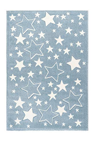 KADIMA DESIGN Kinderzimmerteppich Stralia - Amworth 80 x 150 cm Blau 100% Polypropylen Heatset-Frisée Maschinell hergestellt von KADIMA DESIGN
