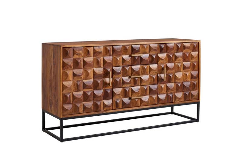 KADIMA DESIGN Kommode Sideboard 145x81x45 cm Massivholz / Metall Anrichte Kommode (Wohnzimmer mit Schubladen), mit zwei Türen, Kommodenschrank Holz Industrial, Standschrank von KADIMA DESIGN