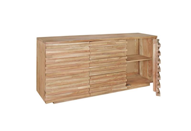 KADIMA DESIGN Kommode Sideboard 160 x 75 x 43 cm Massiv-Holz Akazie Natur Baumkante Anrichte (Flur Schrank Standschrank), Landhaus-Stil Kommode mit Schubladen & Türen von KADIMA DESIGN