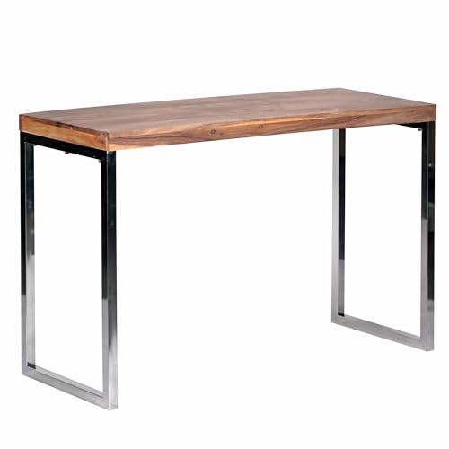 KADIMA DESIGN Konsolentisch Guna Massivholz Akazie Konsole mit Metallbeinen Schreibtisch 120 x 45 cm Landhaus-Stil Sideboard von KADIMA DESIGN
