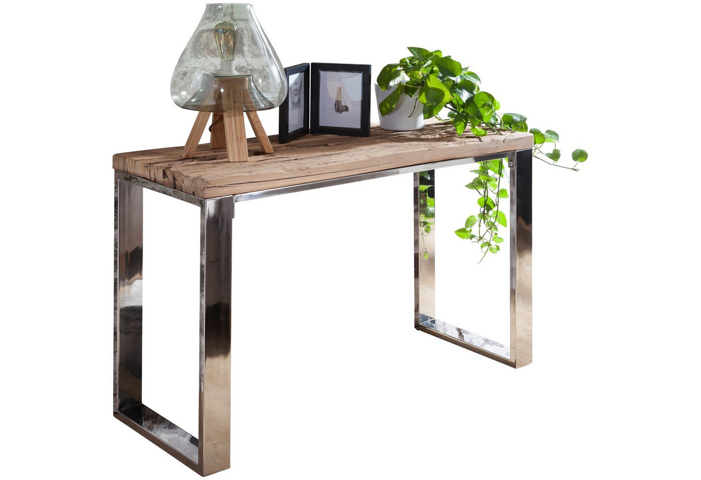 KADIMA DESIGN Konsolentisch Konsolentisch 115x76x46 cm Massiv-Holz Akazie Natur, Konsole rustikal (Echtholz), Wohnzimmer, Anrichte Flur Schmal, Schminktisch Industrial Style von KADIMA DESIGN