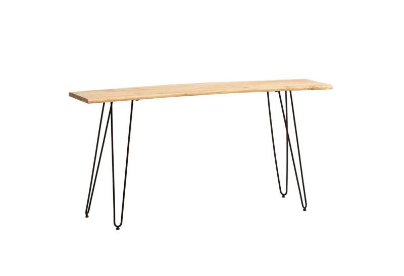 KADIMA DESIGN Konsolentisch Konsolentisch 150x36x75 cm Akazie Massivholz Baumkante Anrichte Flur, (Metallgestell, Dielentisch Lang Hoch), Ablagetisch mit Haarnadelbeine Schmal Modern, Flurtisch von KADIMA DESIGN