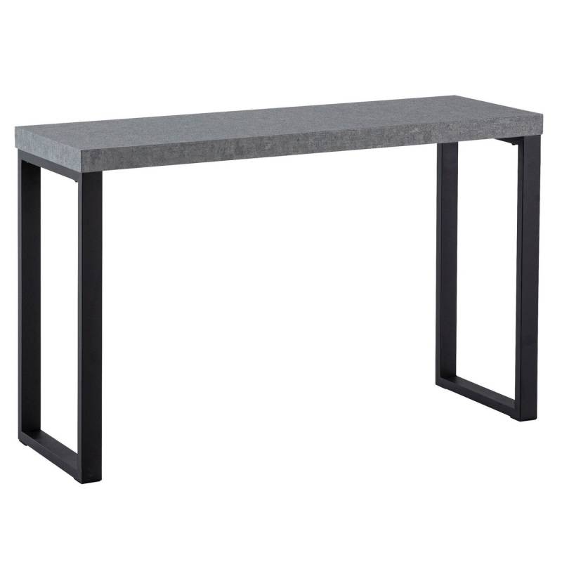 KADIMA DESIGN Konsolentisch Konsolentisch Beton-Optik / Schwarz 120x40x76 cm Design Anrichte (Lang Hoch, Kleiner Schreibtisch), Flur, Ablagetisch Grau Schmal, Flurtisch mit Metallbeine, Dielentisch von KADIMA DESIGN