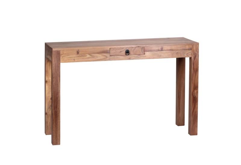 KADIMA DESIGN Konsolentisch Konsolentisch MUMBAI Massivholz Akazie Konsole mit 1 Schublade, Schreibtisch 120 x 40 cm Landhaus-Stil Sideboard von KADIMA DESIGN