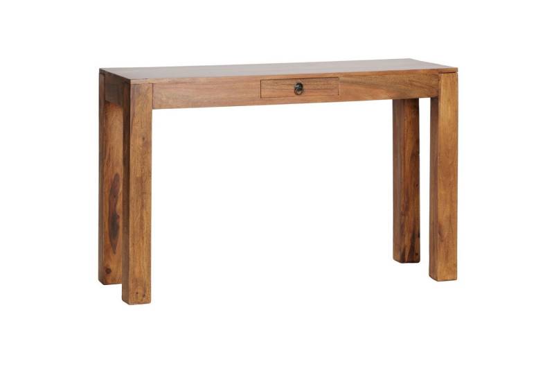 KADIMA DESIGN Konsolentisch Konsolentisch MUMBAI Massivholz Konsole mit 1 Schublade Flur Diele, Schreibtisch 120 x 40 cm Landhaus-Stil Sideboard von KADIMA DESIGN
