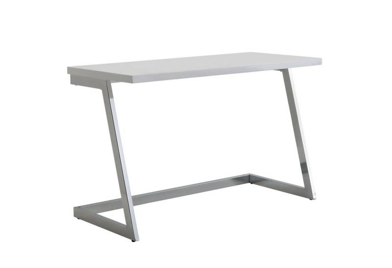 KADIMA DESIGN Konsolentisch Schreibtisch 120x55x76 cm Hochglanz Weiß / Silber PC-Tisch mit (Konsolentisch Modern), Metallbeine, Design Computertisch, Home-Office Bürotisch von KADIMA DESIGN