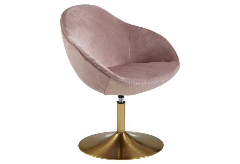 Wohnling Loungesessel Loungesessel Samt Rosa / Gold 70x79x70 cm Design Drehstuhl, (Clubsessel Polsterstuhl mit Armlehne, Drehsessel Cocktailsessel), Clubsessel Polsterstuhl mit Armlehne, Drehsessel Cocktailsessel von Wohnling