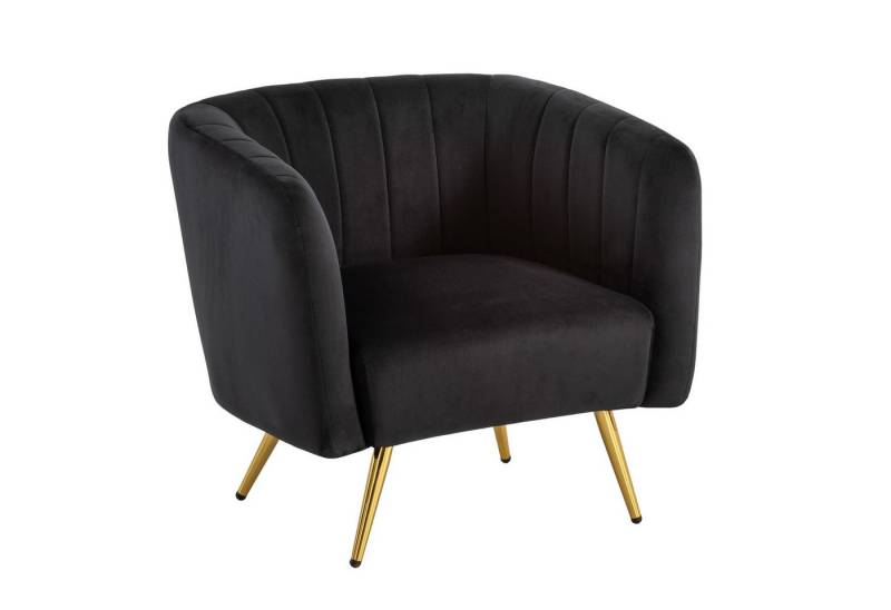 KADIMA DESIGN Loungesessel Loungesessel Samt Schwarz Design Clubsessel mit Metallbeine, (Armlehnen, Sessel mit Stoffbezug), Schalenstuhl gepolstert mit Rückenlehne, Cocktailsessel Lounge von KADIMA DESIGN