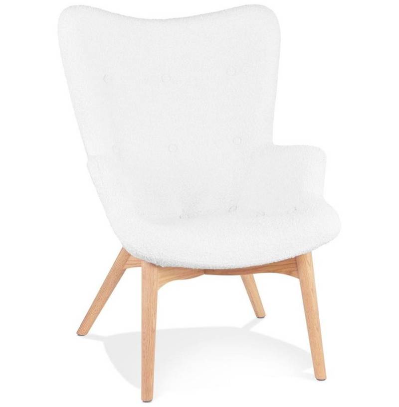 KADIMA DESIGN Loungesessel Ohrensessel mit Bouclé-Bezug, Lounge-Sessel, Weiß, Hohe Flügellehne (Ergonomischer Relaxsessel,Skandinavisches Design,Robust bis 120kg), Ergonomische Sitzposition,Hohe Rückenlehne,Bouclé Teddy-Bezug,Zeitlos von KADIMA DESIGN