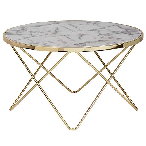 KADIMA DESIGN Marmor-Optik Couchtisch, filigranes Metallgestell in Gold, großer Wohnzimmertisch, pflegeleicht von KADIMA DESIGN