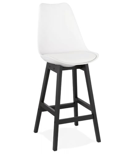 Mittelhoher Snackhocker Holz Plastik | Designer Küchenhocker mit Rückenlehne | Hochstuhl mit Polsterung | Modern Eleganter Stil | 48x56x102 cm Sitzhöhe 65 cm | Kadima Kollektion von KADIMA DESIGN