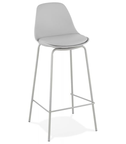 Mittelhoher Snackhocker aus Metall und Kunststoff | Küchenhocker mit Fußstütze für optimalen Komfort | Barhocker mit halbmondförmiger Sitzfläche | Industriestil | 42x41,5x86,5 cm | COOKIE MINI von KADIMA DESIGN