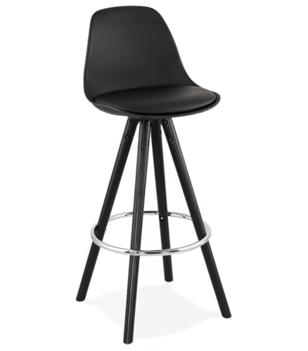KADIMA DESIGN Hochstuhl und Küchenhocker aus Holz und Plastik | Mittelhoher Snackhocker mit Polsterung | Eleganter Barstuhl mit Rückenlehne und Fußstütze | Modernes Design | 42x42x85 cm von KADIMA DESIGN