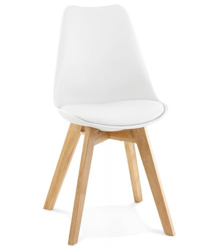Moderner Esstisch Stuhl aus Holz mit Kunststoffpolsterung | Ergonomischer Sitzgelegenheit mit Polyurethanpolsterung | Skandinavischer Designerstuhl für Wohnzimmer | Grau | 56x48x83 cm Sitzhöhe 44 cm von KADIMA DESIGN