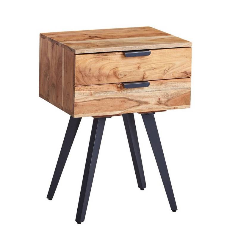 KADIMA DESIGN Nachttisch Industrielle Nachtkonsole Boxspring, Handmade Unikat, Braun Grau von KADIMA DESIGN