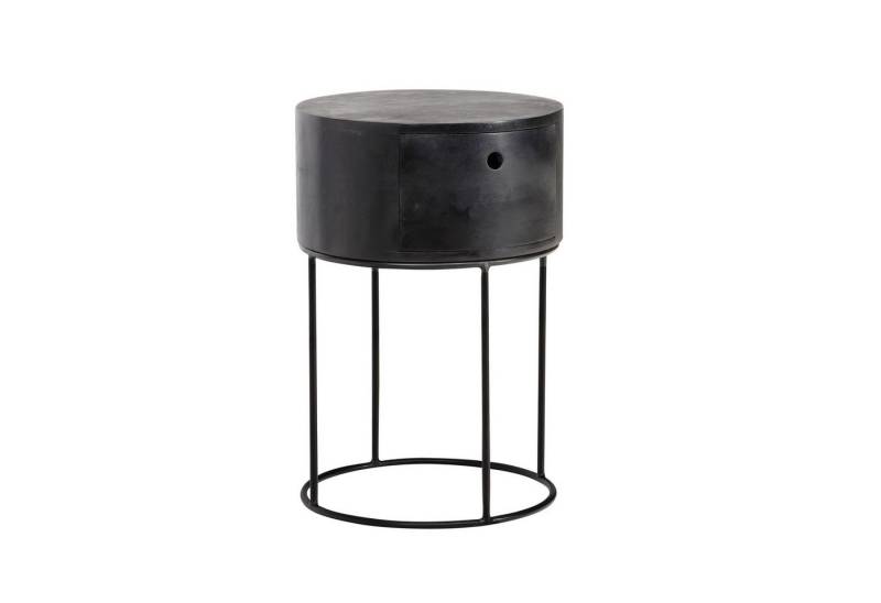 KADIMA DESIGN Nachttisch Nachtkonsole Mango Massivholz Metall 40x40x60 cm Nachttisch Schwarz (Nachtkästchen mit Stauraum), Design Nachtkommode Rund Boxspringbett mit Schublade von KADIMA DESIGN